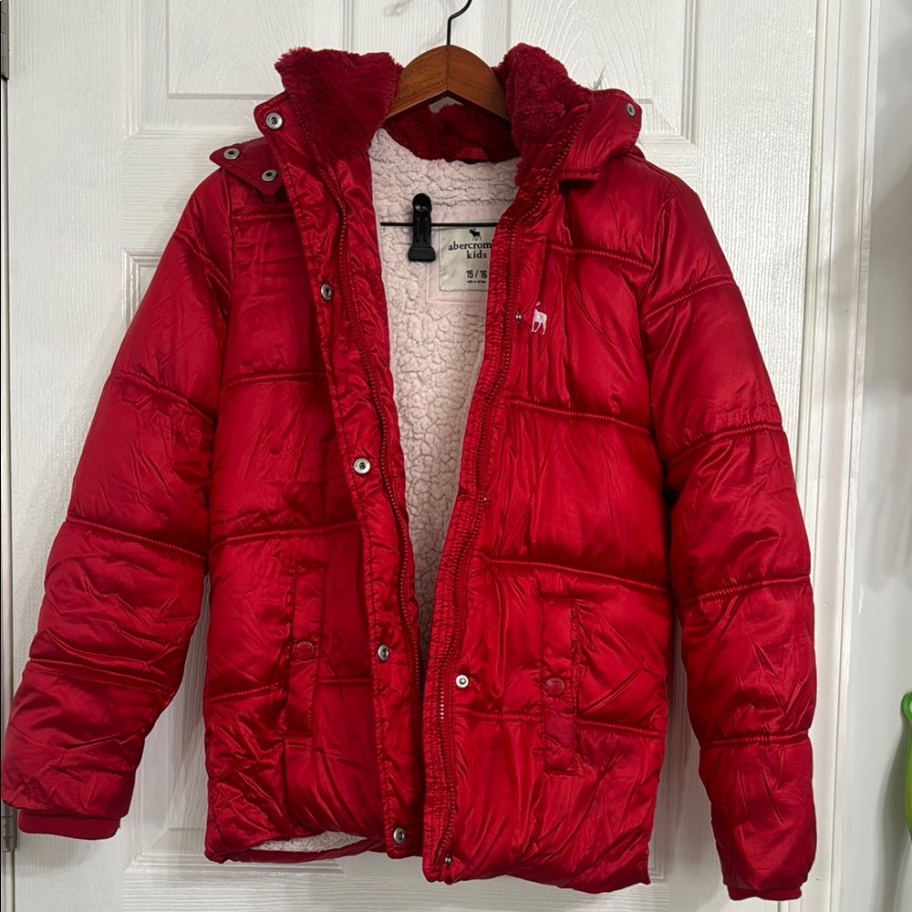 Abercrombie & Fitch Red Puffer Jacket
